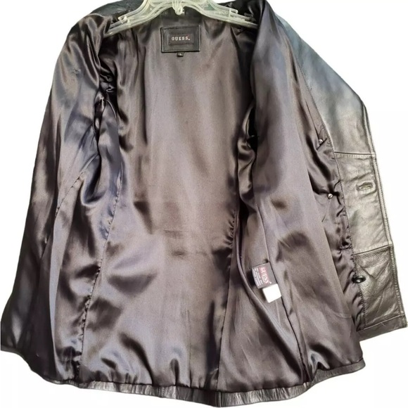 Guess Black Genuine Leather Double Breasted Jacket - Picture 13 of 16